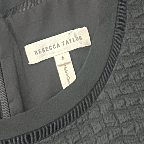 Rebecca Taylor Textured Jacquard Ruffle Tiered Mini Dress Black 6 - Picture 3 of 4